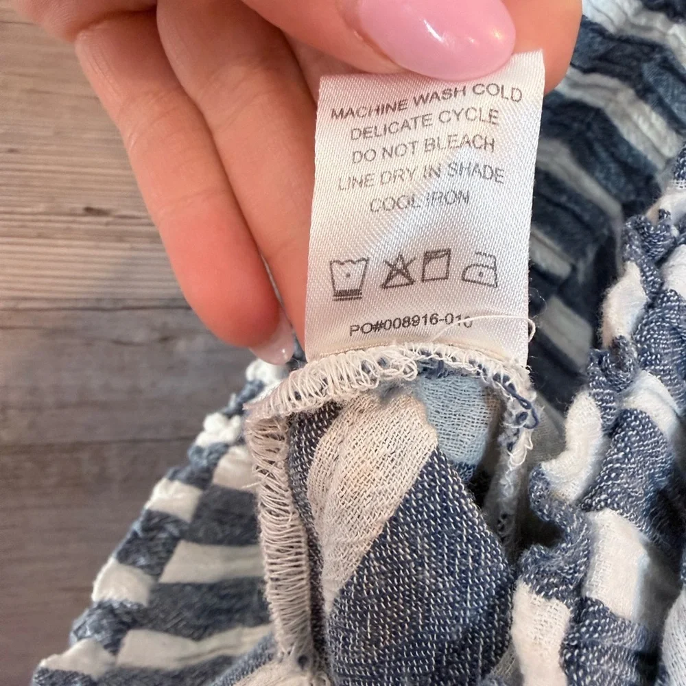 Show Me Your MuMu Overboard Shorts Sea Stripe Blue White Belted Linen Size M - Picture 8 of 8